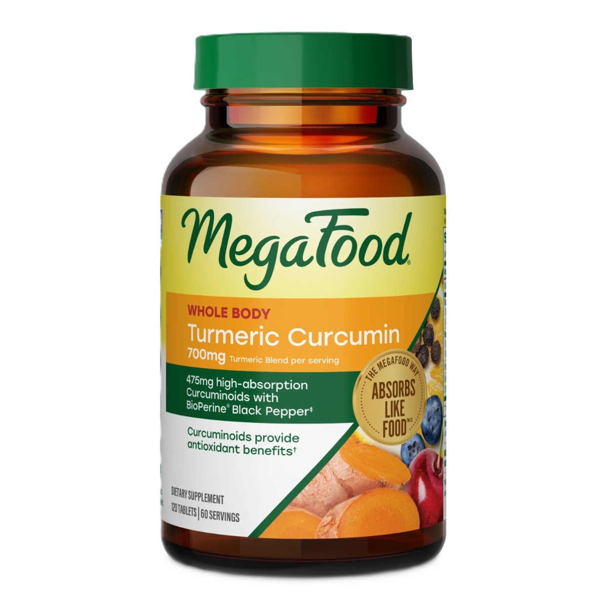 MegaFood Turmeric Curcumin – Extra Fort Corps Entier 120 comprimés
