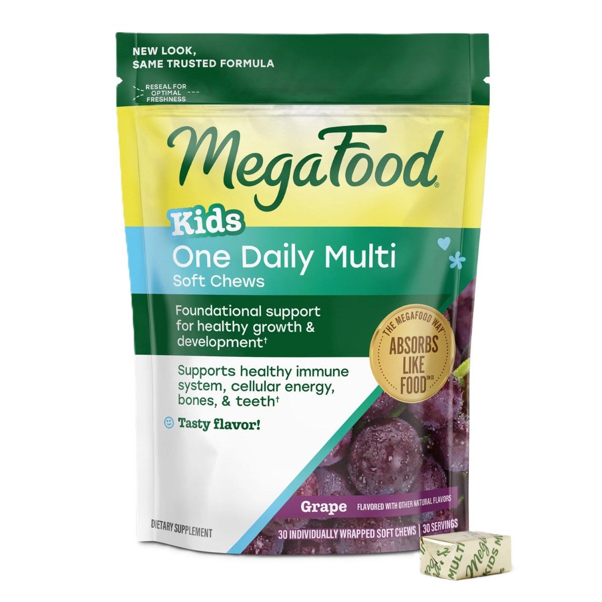MegaFood Kids One Daily Multivitamin Soft Chews - Saveur raisin 30 chews