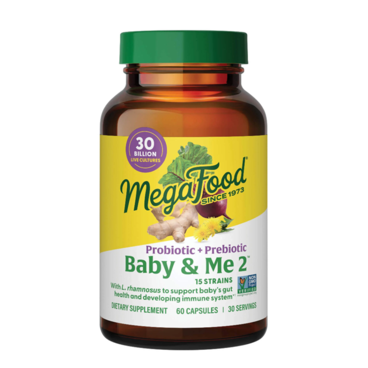 MegaFood Baby & Me 2 Probiotique Prénatal + Prébiotique 60 gélules